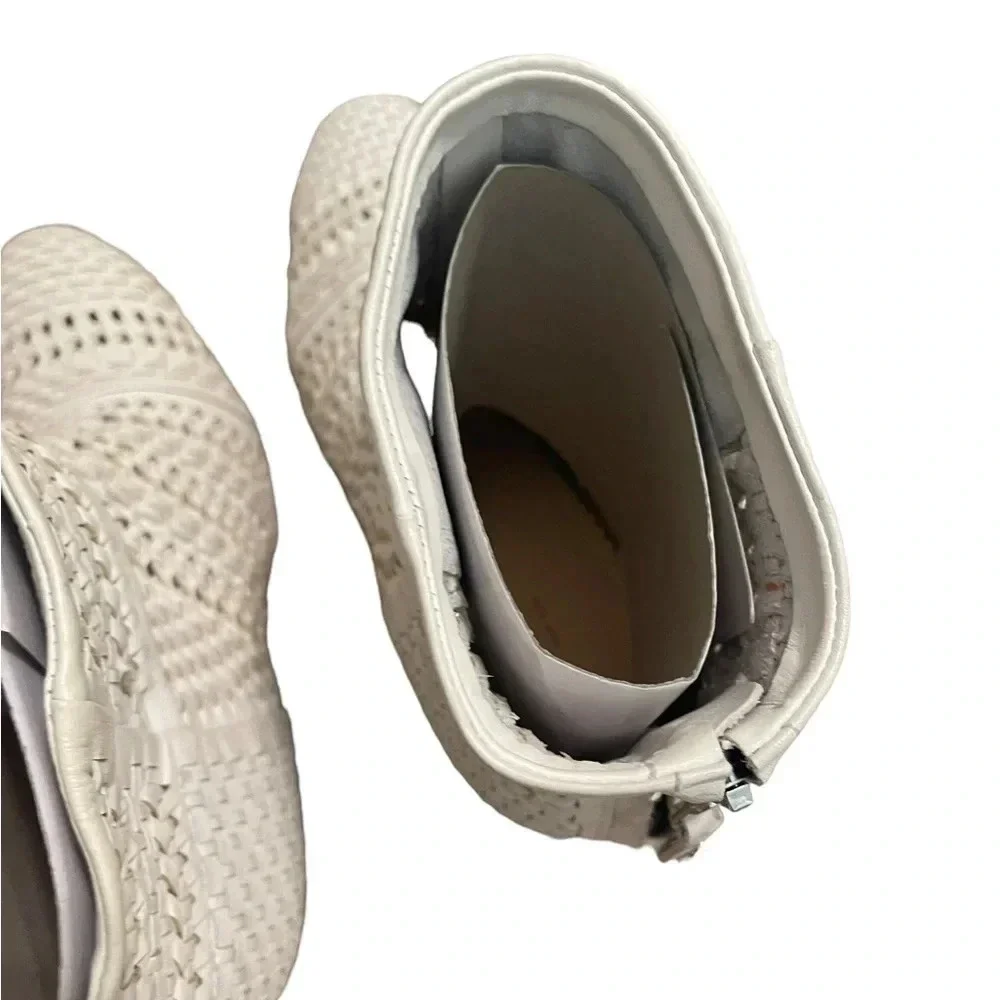👢 Rag &‎ Bone Newbury Woven Leather Ankle Boots Ivory Size 10 $595 Retail 👢